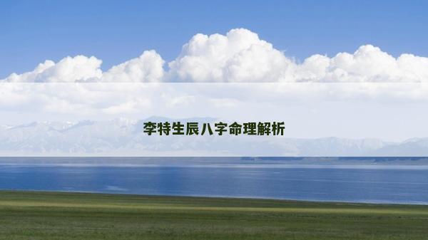 李特生辰八字命理解析