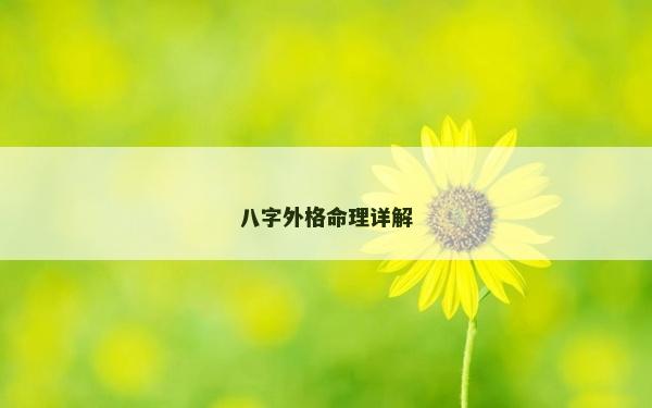 八字外格命理详解