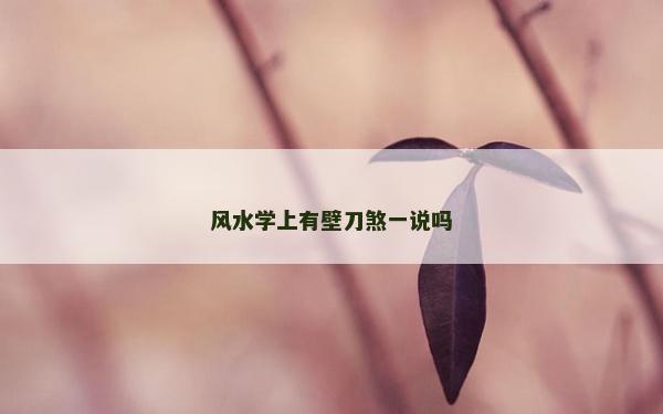 风水学上有壁刀煞一说吗