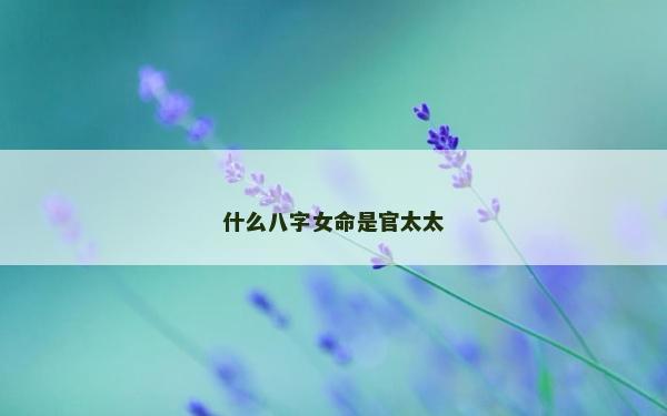 什么八字女命是官太太