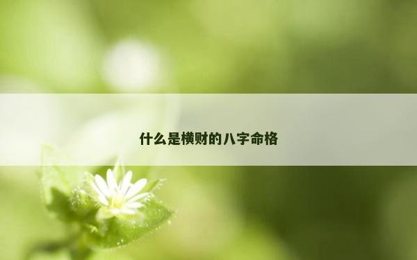 什么是横财的八字命格