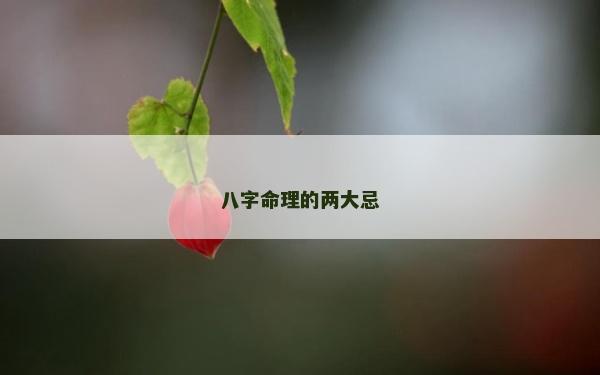 八字命理的两大忌