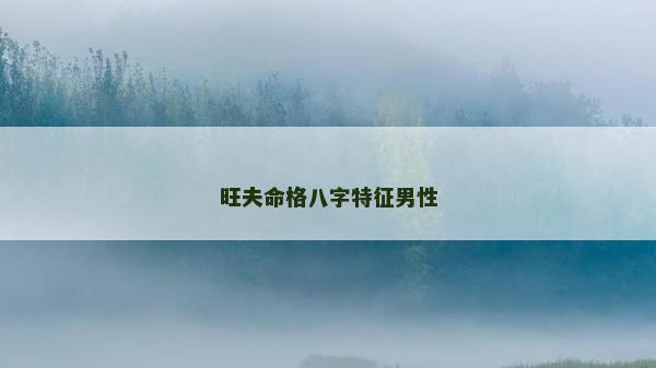 旺夫命格八字特征男性