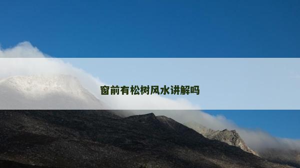 窗前有松树风水讲解吗