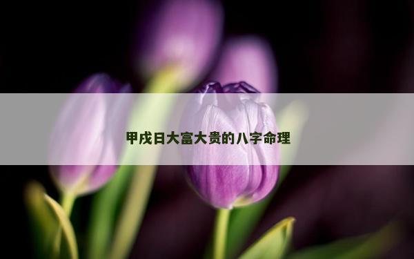 甲戌日大富大贵的八字命理