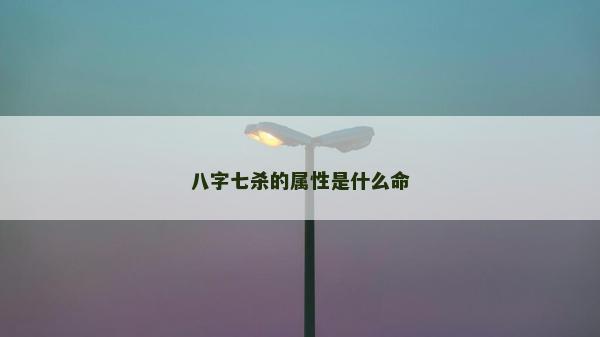 八字七杀的属性是什么命