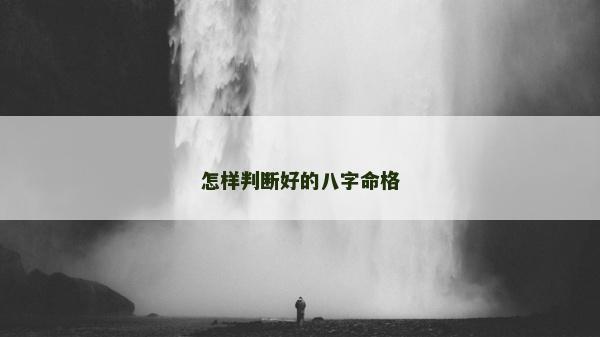 怎样判断好的八字命格