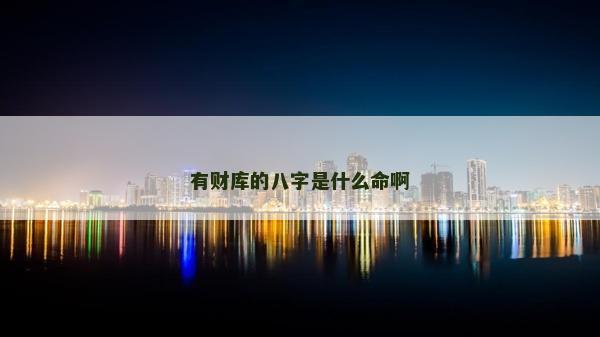 有财库的八字是什么命啊