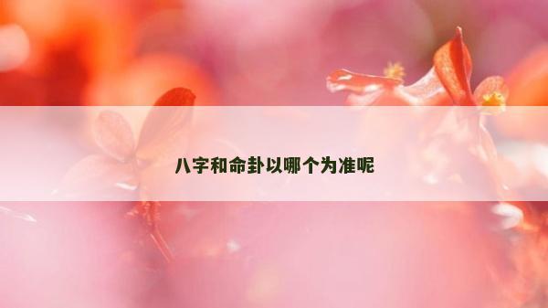 八字和命卦以哪个为准呢