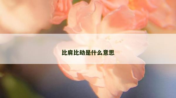 比肩比劫是什么意思