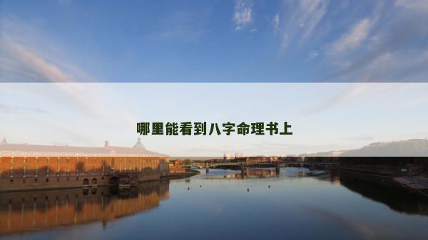 哪里能看到八字命理书上