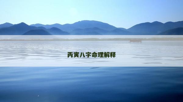 丙寅八字命理解释