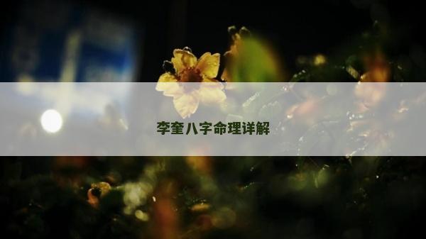 李奎八字命理详解