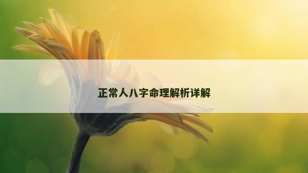 正常人八字命理解析详解
