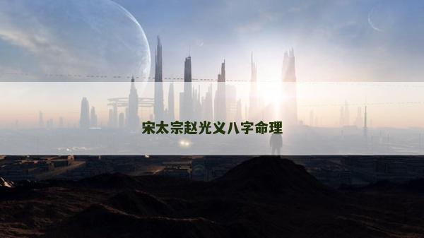 宋太宗赵光义八字命理