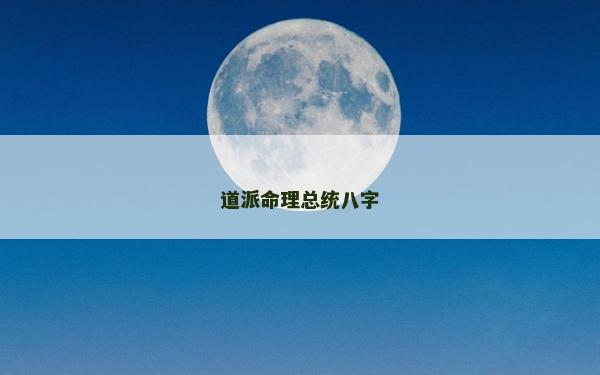 道派命理总统八字