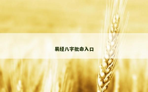 易经八字批命入口