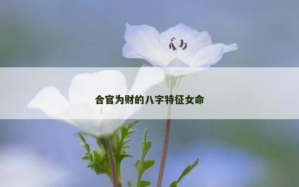 合官为财的八字特征女命