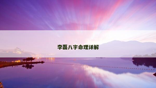 李磊八字命理详解
