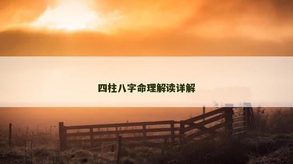 四柱八字命理解读详解