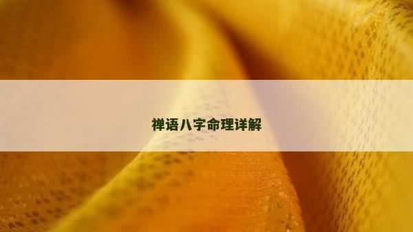 禅语八字命理详解