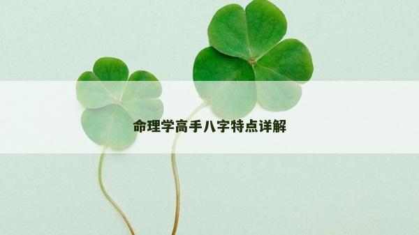 命理学高手八字特点详解