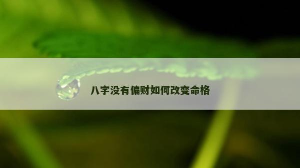 八字没有偏财如何改变命格