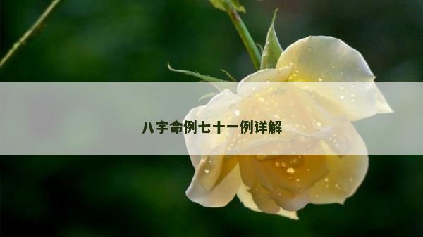 八字命例七十一例详解