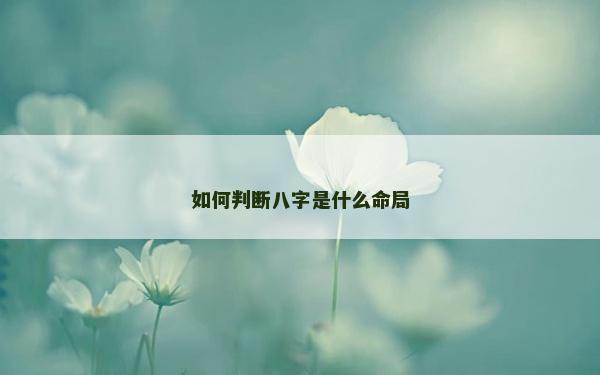 如何判断八字是什么命局