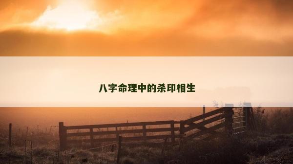 八字命理中的杀印相生