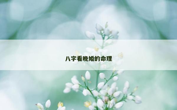 八字看晚婚的命理