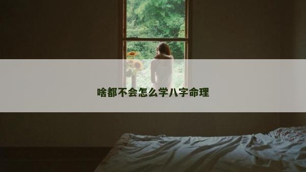 啥都不会怎么学八字命理