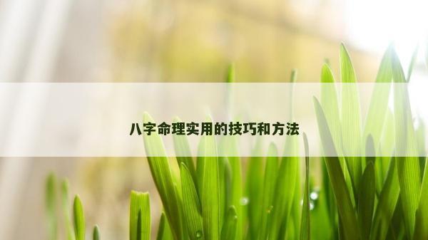 八字命理实用的技巧和方法