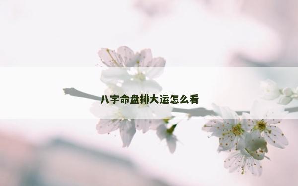 八字命盘排大运怎么看