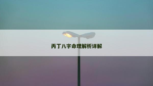 丙丁八字命理解析详解