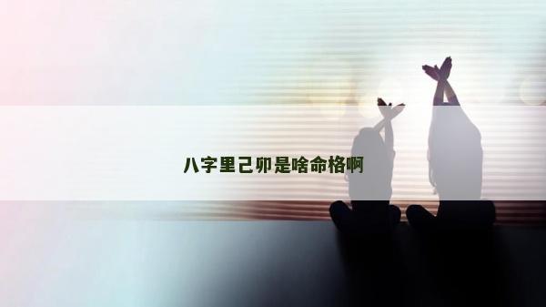 八字里己卯是啥命格啊