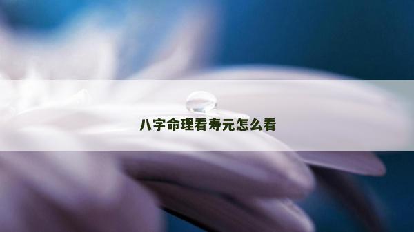 八字命理看寿元怎么看