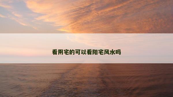 看阴宅的可以看阳宅风水吗