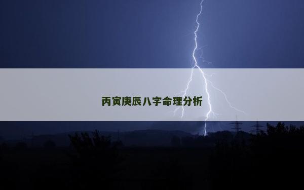 丙寅庚辰八字命理分析